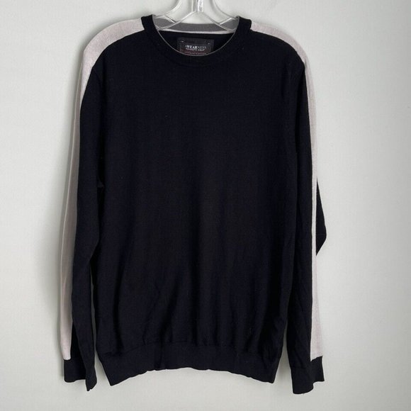Kenneth Cole Awearness Sweater Black Crew Neck Merino Wool - Picture 1 of 7